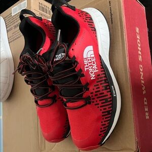 The North Face Red and Black Athletic Shoes